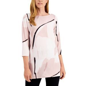 Alfani Boat Neck 3/4 Sleeve Printed Tunic